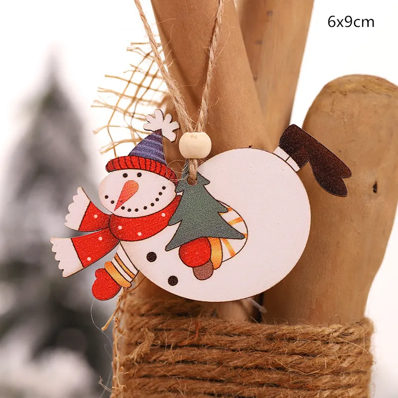 Merry Christmas Elk Деревянные Подвески, украшения орнамент с рождественской елкой DIY деревянные поделки детский подарок украшения для дома Рождественская вечеринка - Цвет: snowman