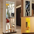 Зеркальные 3D наклейки на стену, самоклеящиеся съемные акриловые настенные наклейки сделай сам с узором в виде ветвей дерева, для гостиной, спальни, дивана