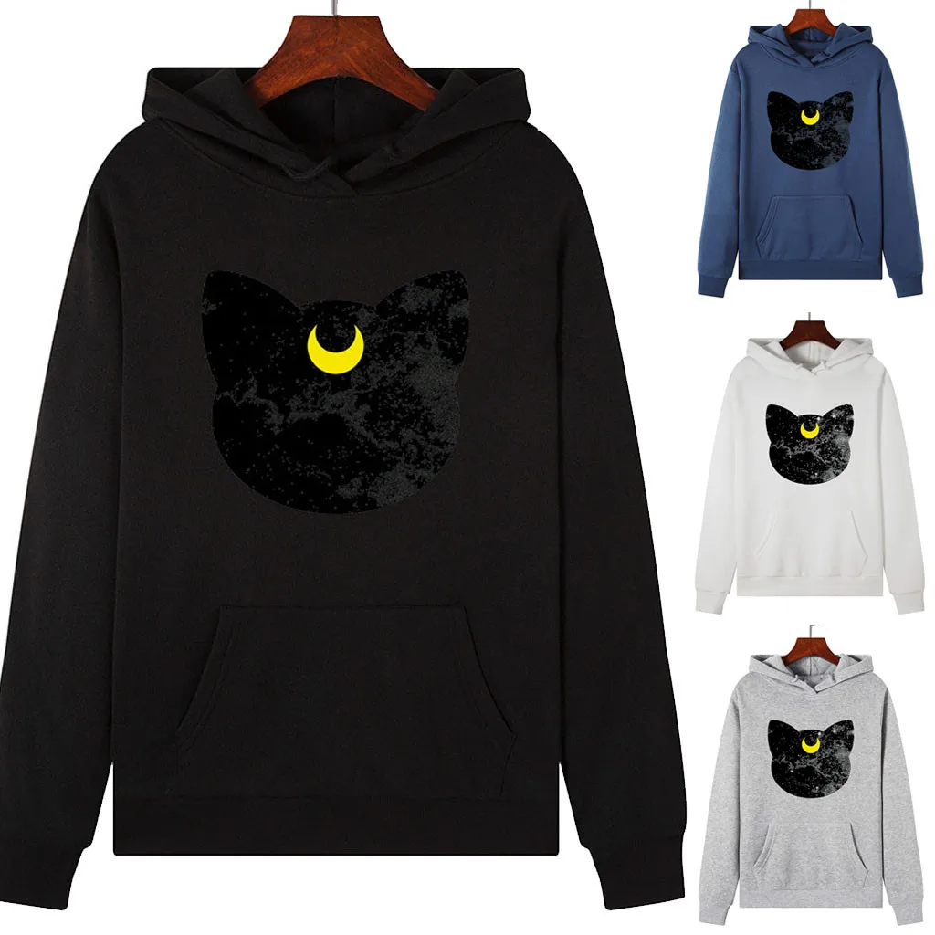 

Vogue Women's Loose Print Hooded Long Sleeve Sweatshirt Winter Autumn Casual Sweatshirt Hooded Pullover Tops High Quality