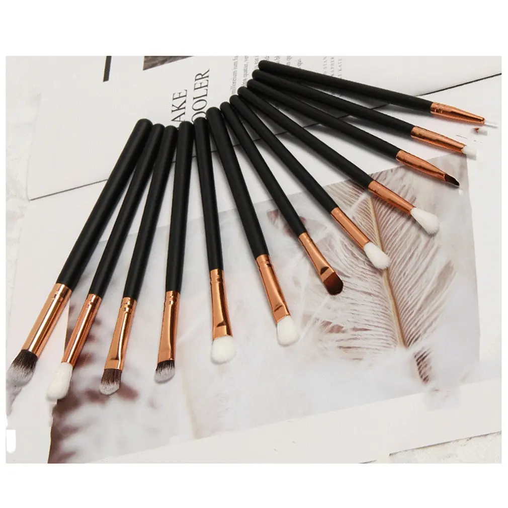 Женский набор кистей с деревянной ручкой для теней пудра макияжа бровей губ