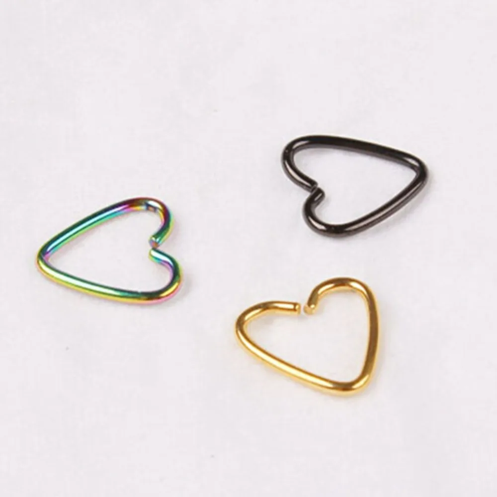 3 шт. Поддельные уха пирсинг для пупка сердце серьги из нержавеющей стали Лабрет