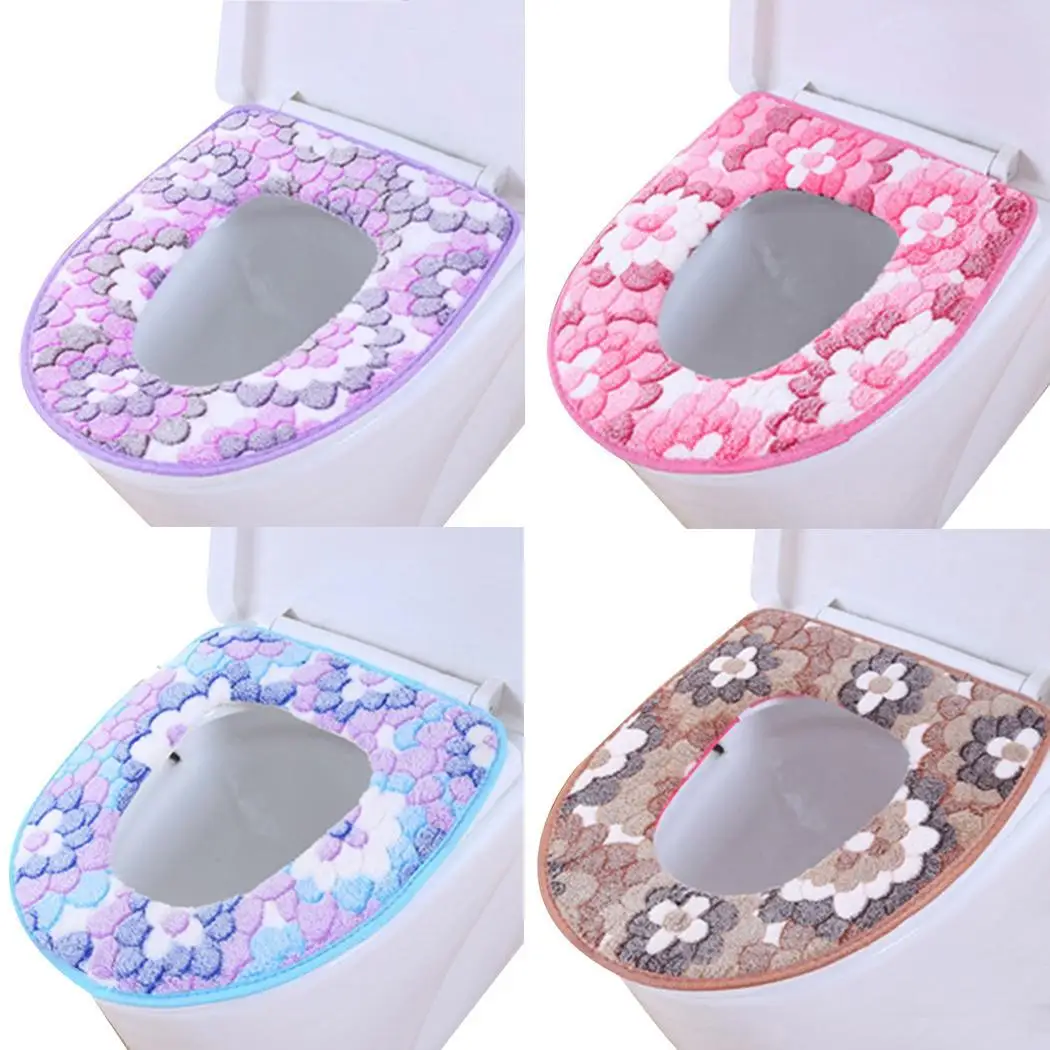 Мягкий коралловый Бархатный Чехол для унитаза теплый коврик красный фиолетовый