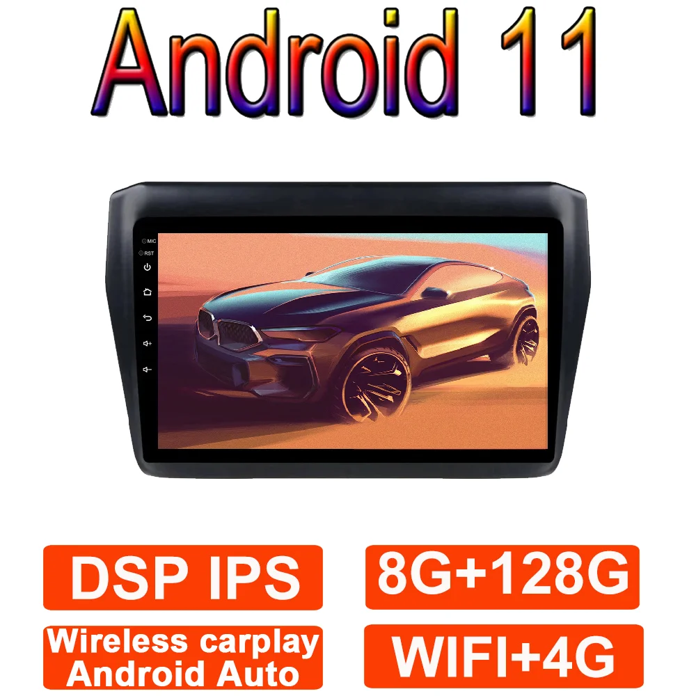 

Автомагнитола 9 дюймов, стерео, мультимедийный плеер, навигация GPS, Android 11 Carplay, Wi-Fi, DSP, RDS, для Suzuki Swift 2017 2018 2019 BT IPS