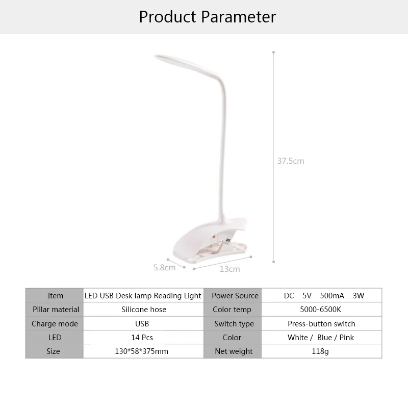 

USB Led Table Lamp Reading Book Light LED Desk Lamp Clip Study Lamp for Children Bureaulamp Lampara De Mesa Luminaria De Mesa