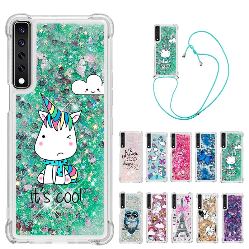 

Strap Lanyard Cartoon Phone Case For LG Stylo 7 5G Stylo 6 5 K51 K71 K31 Cases Soft TPU Glitter Liquid Quicksand Back Cover Capa