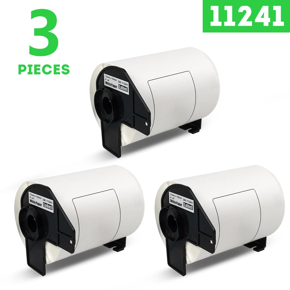 

3PK DK-11241 Thermal Paper Sticker Label Roll 11241 102*152mm White Label Paper with Holders Compatible Brother Label Printer