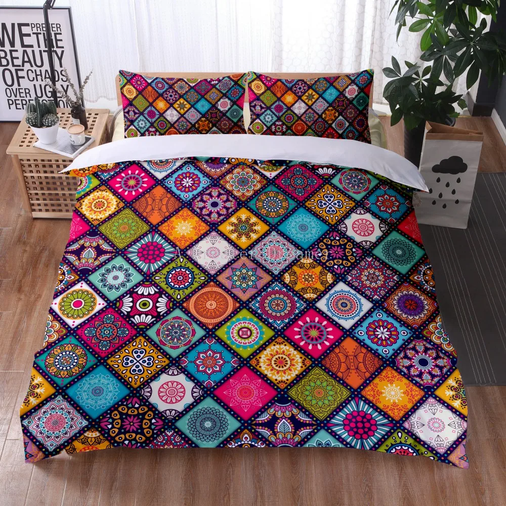 

3D Print Bedding Sets Geometric Duvet Cover Set Pillowcase Luxury Bohemia Decoration Textile Bohemian Style NO Bed Sheet