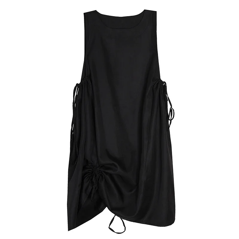 

SuperAen Summer 2021 New Temperament Korean A-line Dress Retro Black Dress O-Neck Dresses for Women