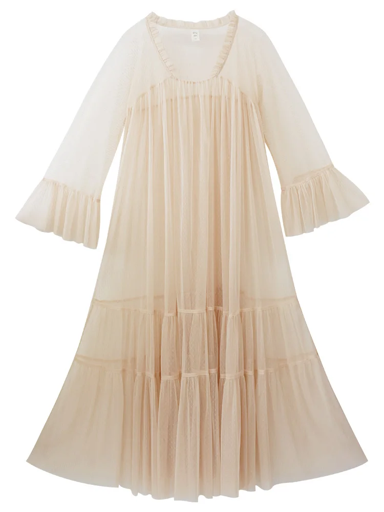 

IRINAMM139 2020SS vintage two piece set dot tulle dress long