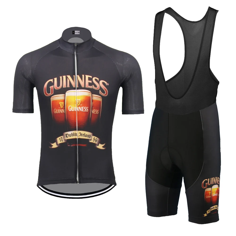 

Men Cycling Jersey set Beer Ropa ciclismo hombre Bike jersey set black Cycling clothing bib shorts 9D Gel Pad MTB