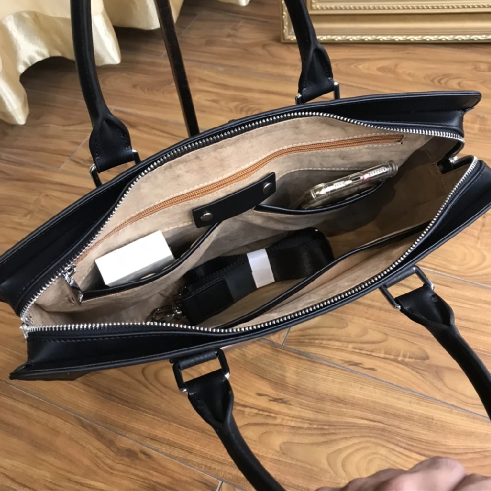 

Leather men's briefcase business laptop bag office handbag