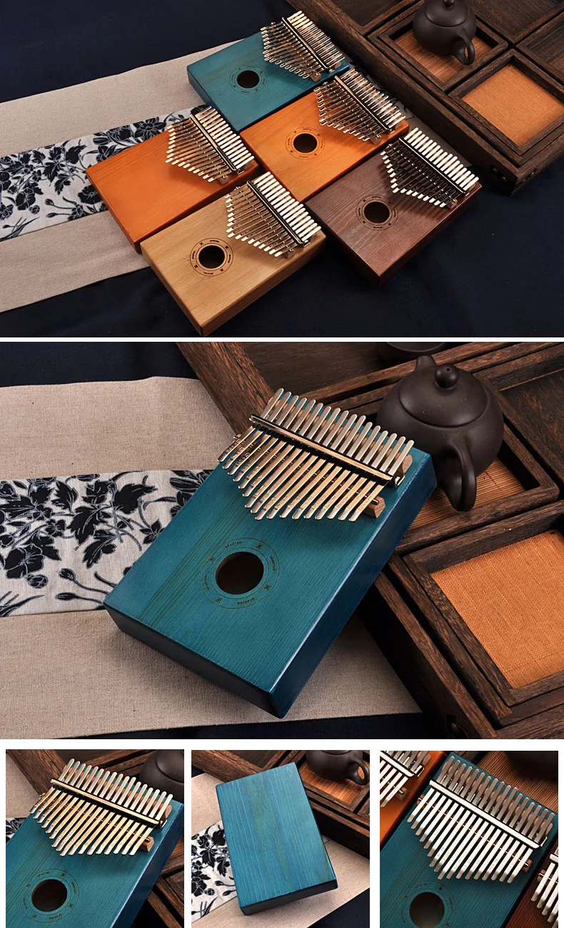 17 Keys Kalimba African solid Mahogany Thumb Piano 17 keys Solid Wood Kalimba Musical Instrument High-Quality Wood Finger Piano