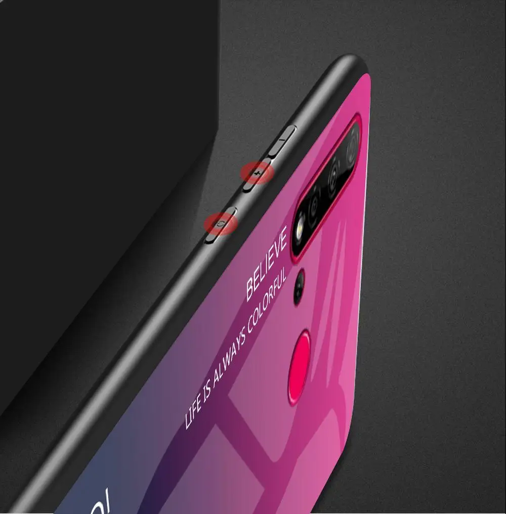Градиентный чехол из закаленного стекла для huawei P Smart Z plus Nova 5 5i P20 Lite Mate20 P30 Pro Honor 8X 8C 10i 20i Slim Case Capa