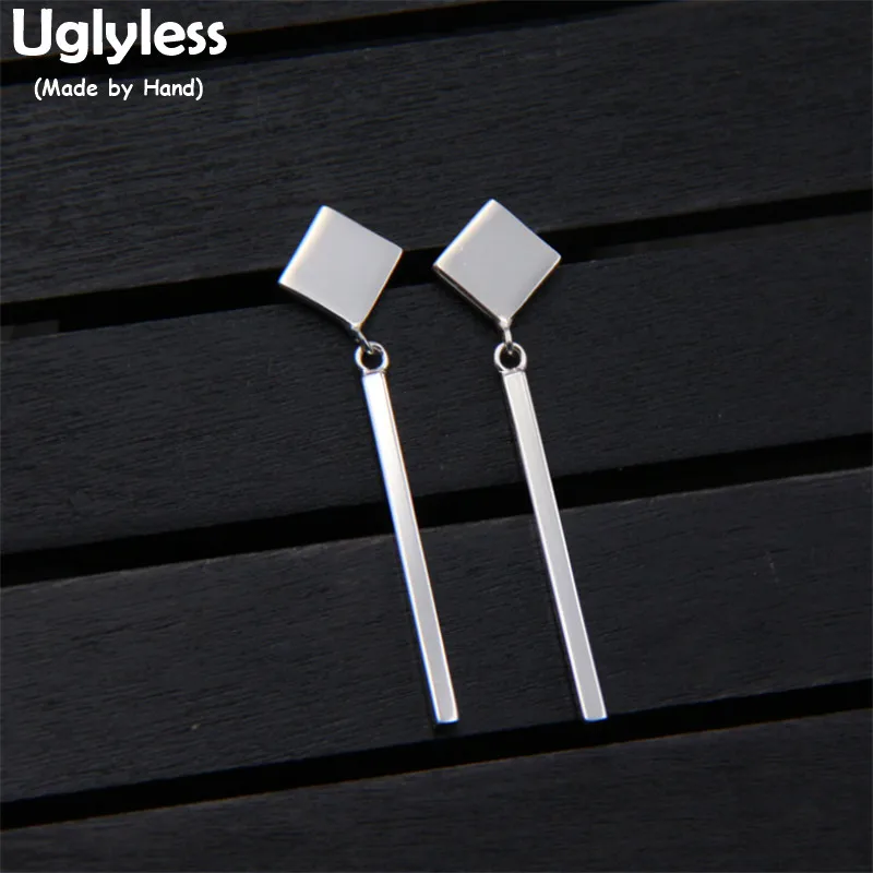 Женские серьги-полоски из серебра 925 пробы квадратные геометрические | Украшения