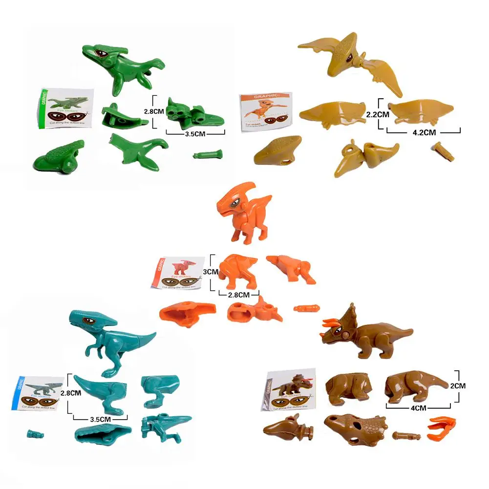 Пластиковый DIY сборный динозавр игрушка маленький тираннозавр блок Птерозавр