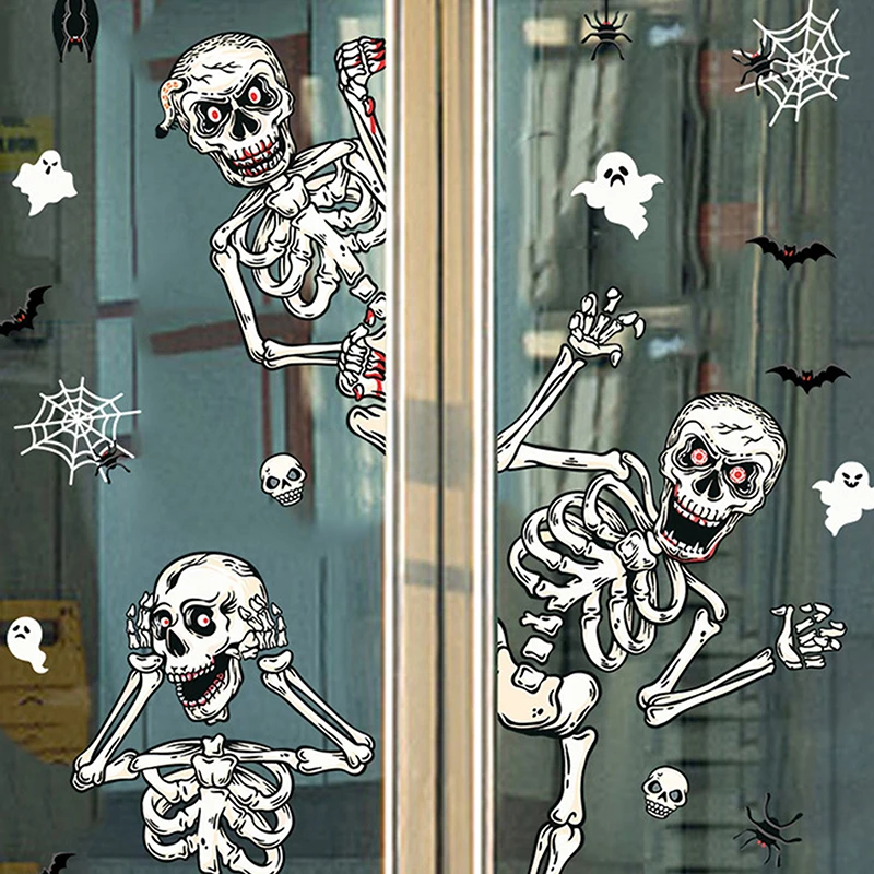 

Skull Halloween Party Supplies Window Stickers Skull Skeleton Wall Stickers