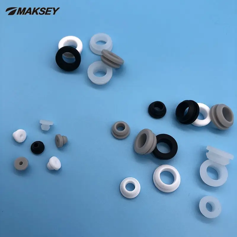 MAKSEY 10pcs 6 7 8 9 10mm Silicone Rubber Grommet Round Washer Hole Protection Elastic Soft Sealed Double Gasket O ring |