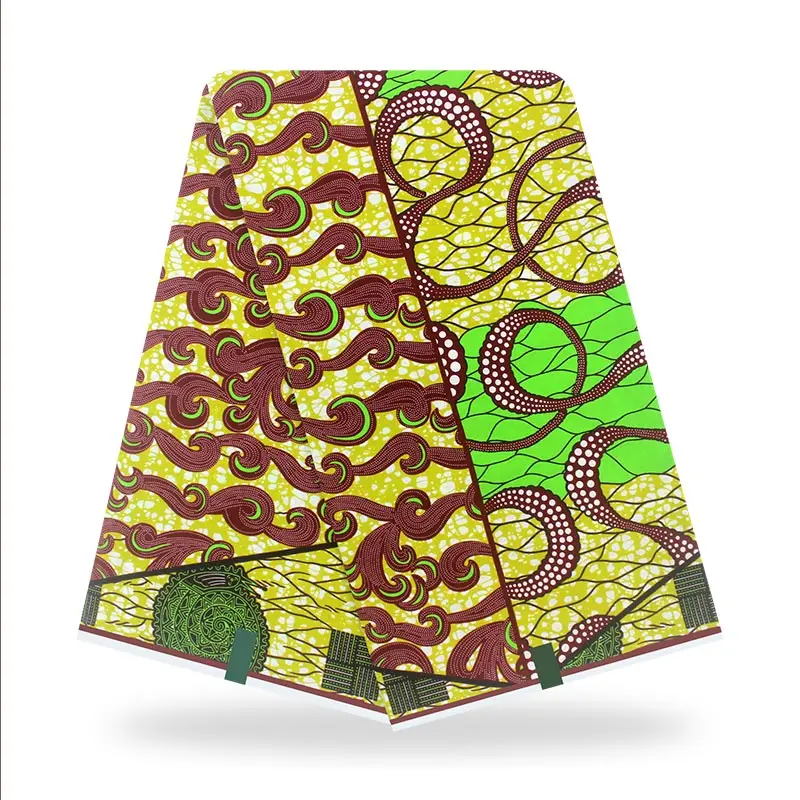 

100%Pure Cotton African Wax Prints Fabric Veritable High Quality Ankara Style Clothes/Dress Material For Sewing 6 Yards V-L 3-63
