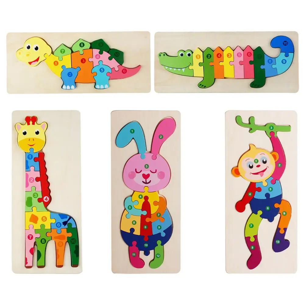 

Большая мультяшная 3D-Головоломка с цифрами и животными, пазл-динозавр, детская головоломка с цифрами и познанием, развивающая головоломка, ...