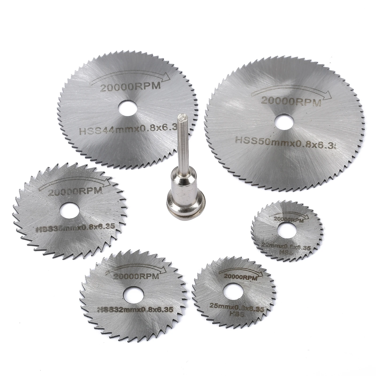 

7pcs HSS Abrasive DiscRotary Tools Set Circular Saw Blades Cutting Discs 3.17mm Mandrel Cutoff Wood Saw Blade Dremel Accessories