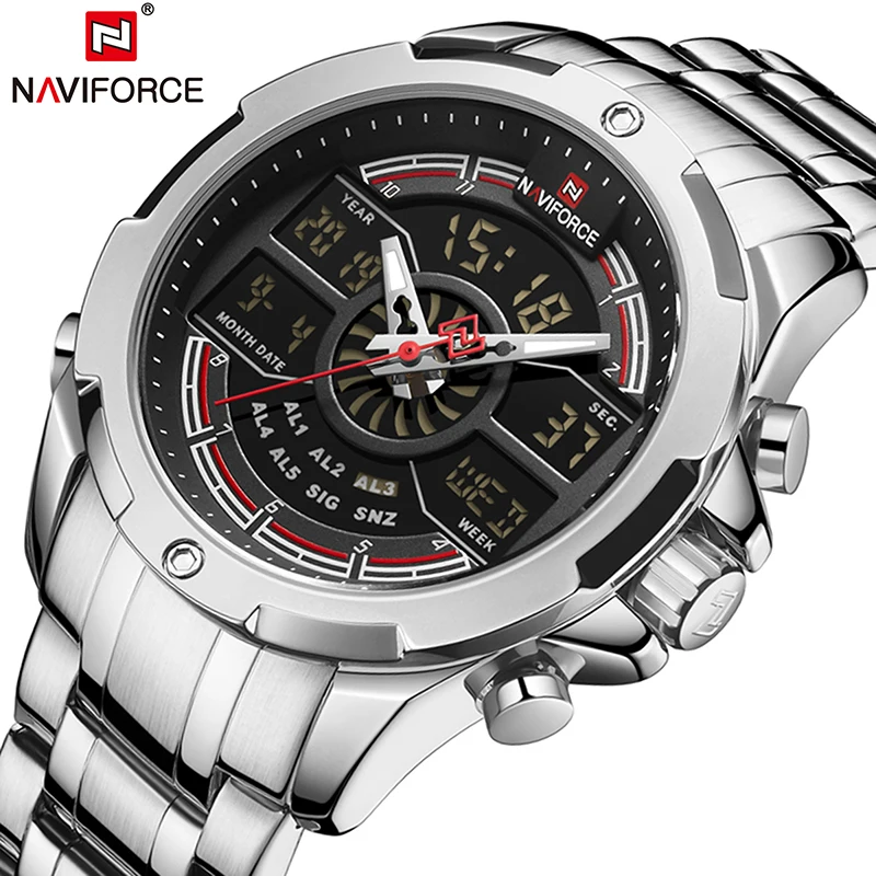 Часы наручные NAVIFORCE Мужские кварцевые брендовые Роскошные спортивные аналоговые