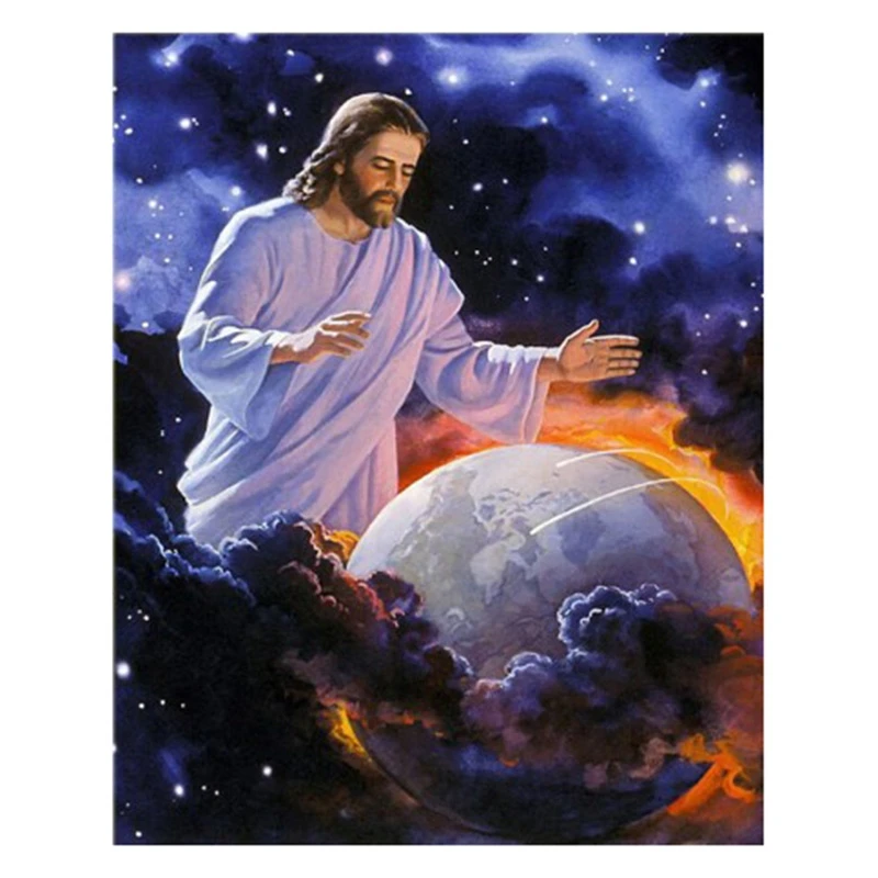 Diy Алмазная вышивка крестиком Иисус защитит землю христианский Бог полный