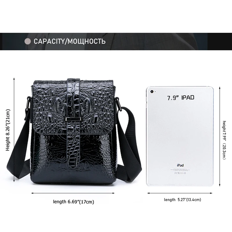 Крокодиловая сумка MVA для мужчин мужская на плечо/через плечо кожаные маленькие