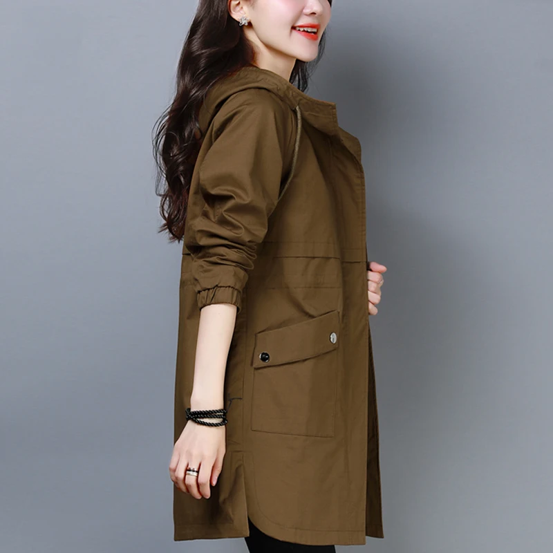Осенняя Женская ветровка пальто средней длины Корейская новая свободная