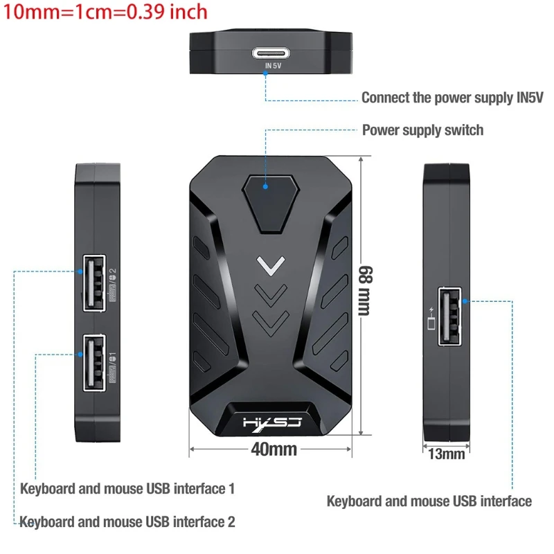 

Mobile Controller Gaming Keyboard Mouse Converter PUBG Mobile Controller Gamepad Support Wrist Rest USB Wired for Gaming