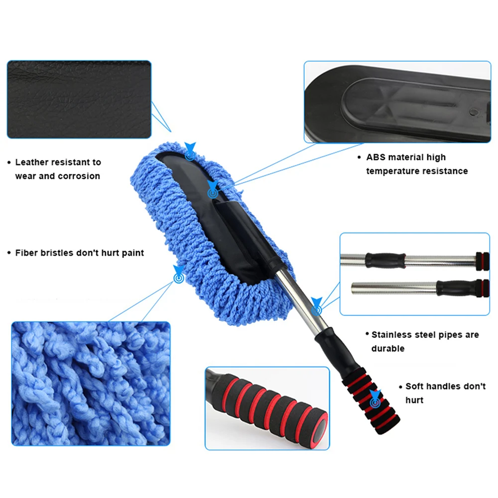 

Upgrade Car Retractable Wax Tow Microfiber Dust Cleaning Brush Car room dual purpose dust cleaning broom Car cleaning supplies
