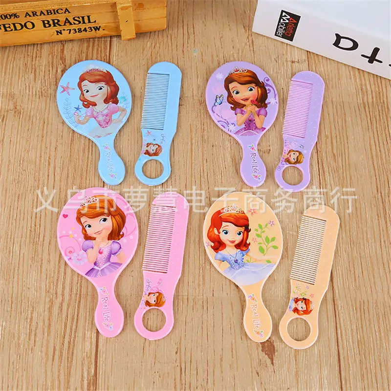 2 шт./компл. disney замороженные мультфильм дети зеркало+ расческа Кукла Эльза аксессуары девушка подарок на день рождения косметическая игрушка портативное детское зеркало - Цвет: Sophia random
