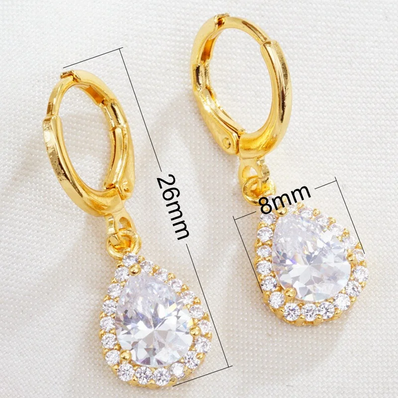 Женские классические серьги подвески 6 цветов стразы в форме капли воды модные с