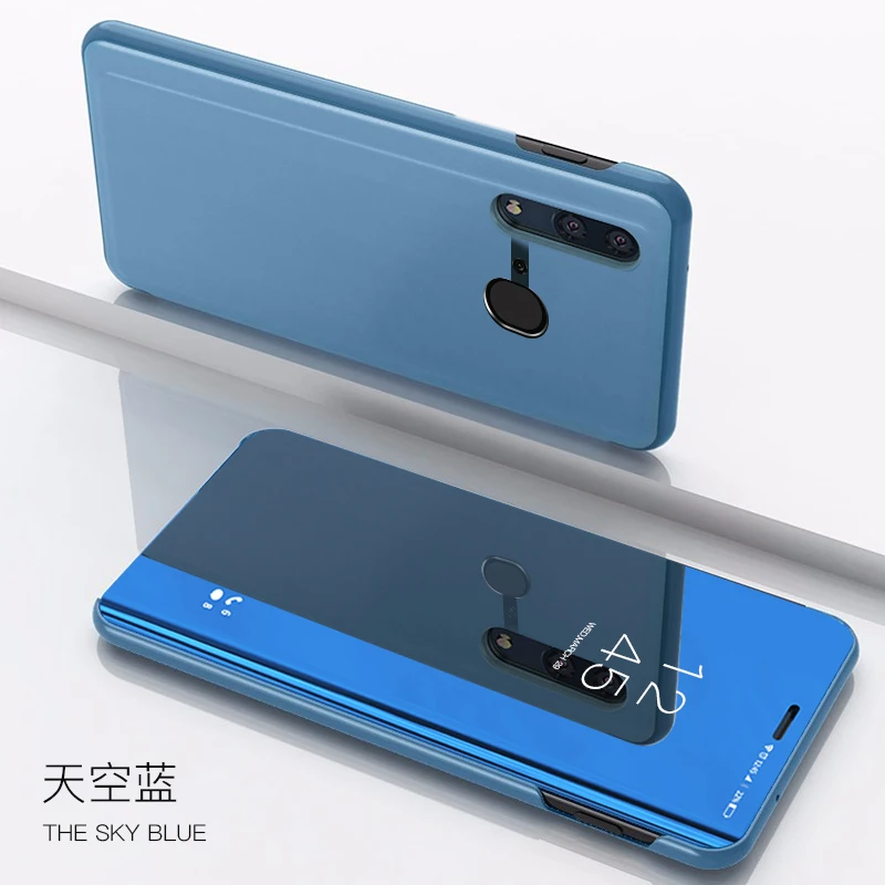 Небесно-голубой Для huawei Коврики 20 10 Pro P Smart четкое зеркало заднего вида 360 с подставкой откидной крышкой сенсорный чехол P20 Pro lite чехол - Цвет: Небесно-голубой