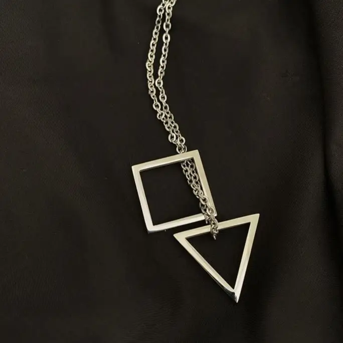 

New Style Hollowed Out Triangles Pendant Simple Men Women Hip Hop Silver Color Necklace Trend Men Women Motorcycle Party Jewelry