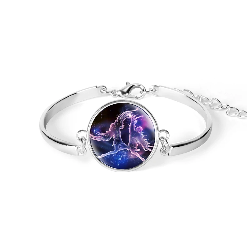 

12 Zodiac Signs Dome Glass Constellations Silver Color Bracelet Fashion Jewelry Women Aries Cancer Libra Leo Virgo Birthday Gift