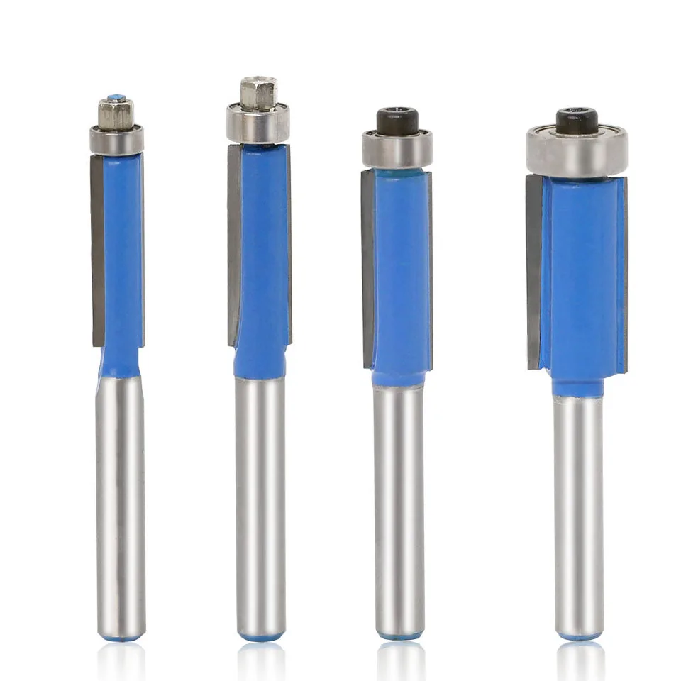 

4pcs1/4 Double - Edge Straight Router Bit Set Carbide-Tipped Wood Milling Cutter Woodworking Trimming Tools