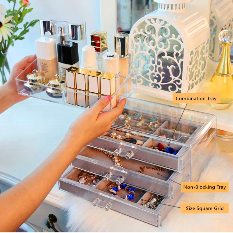 Ящик для хранения косметики туалетный столик настольный органайзер Женский