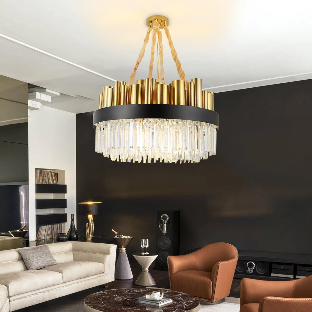 Роскошная хрустальная люстра светильник для гостиной большой круглый столовая