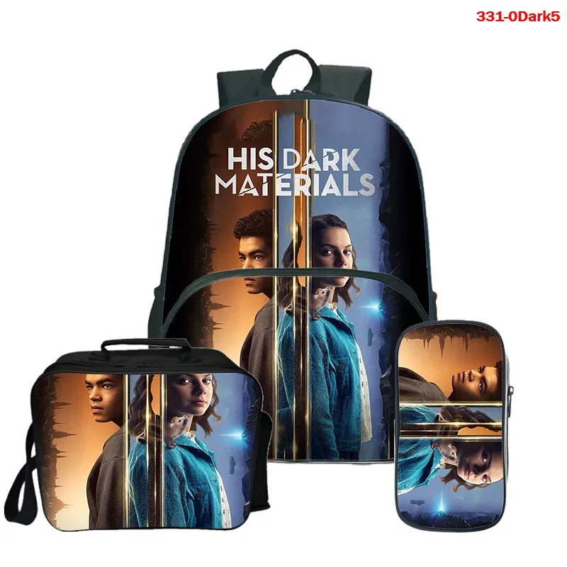 

His Dark Materials Backpack 3Pcs/Set Students School Bag 3d backpack Fashion Rucksack Back to School Backpacks for Children