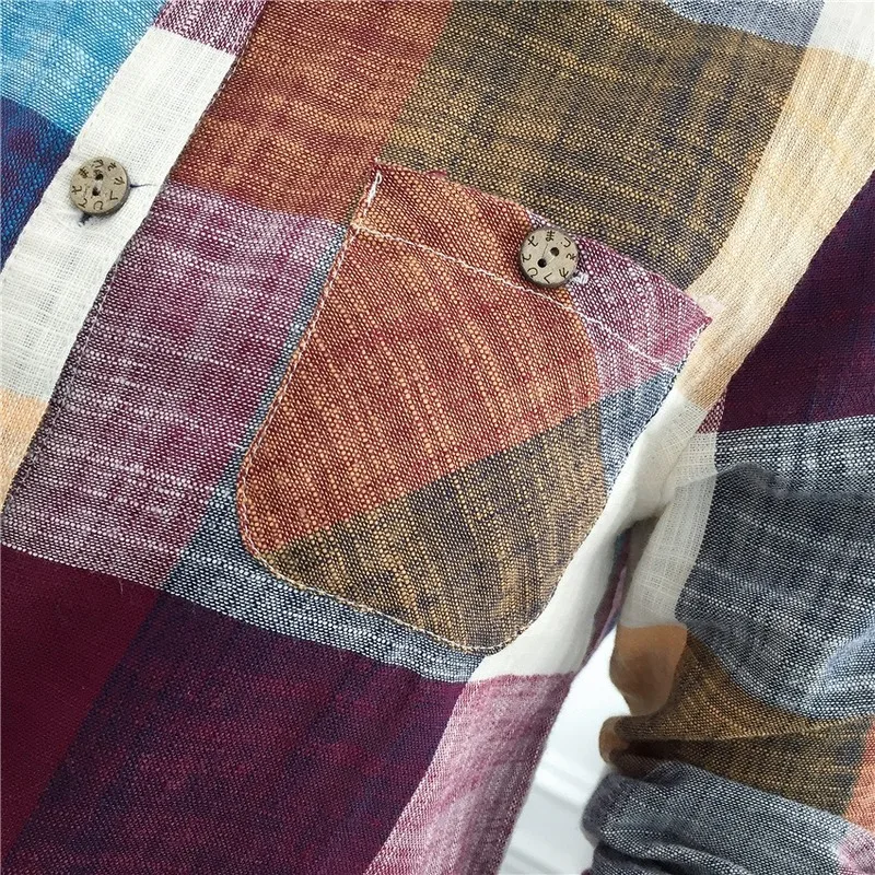 Для женщин блузки отложной воротник рубашки в клетку рубашка с длинными рукавами