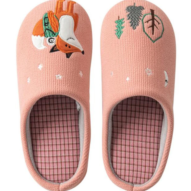 Pink4 COVOYYAR/домашние теплые женские тапочки; коллекция года; зимняя домашняя женская обувь с милым изображением лисы; обувь без шнуровки для влюбленных пар; домашние тапочки; WSL2001 - Цвет: Pink4