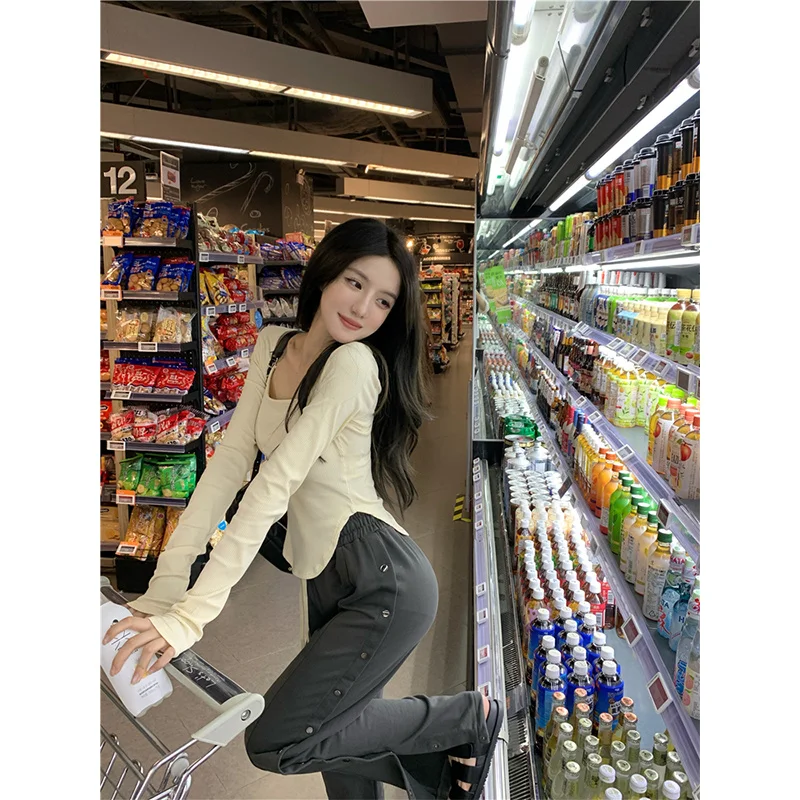 Футболка с длинным рукавом и Приталенный топ дизайнерская женская осенняя новая