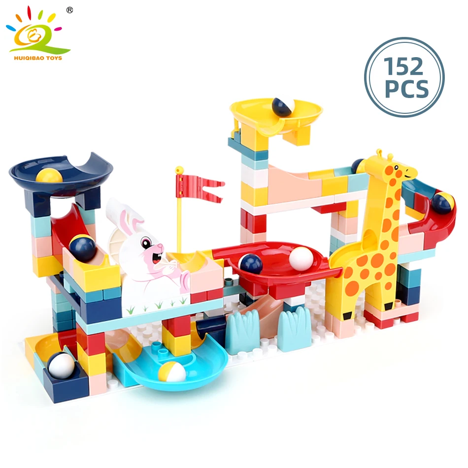 HUIQIBAO 152CS Marble Run гоночный трек слайд DIY строительные блоки городской набор большой