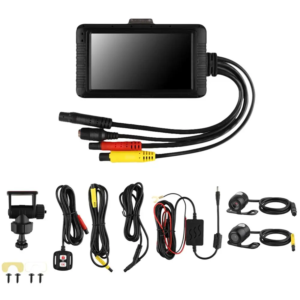 Full HD 1080P Motorcycle DVR Camera 3.0&quot Front Rear View Dual Lens Video Recorder Motorbike Night Vision |