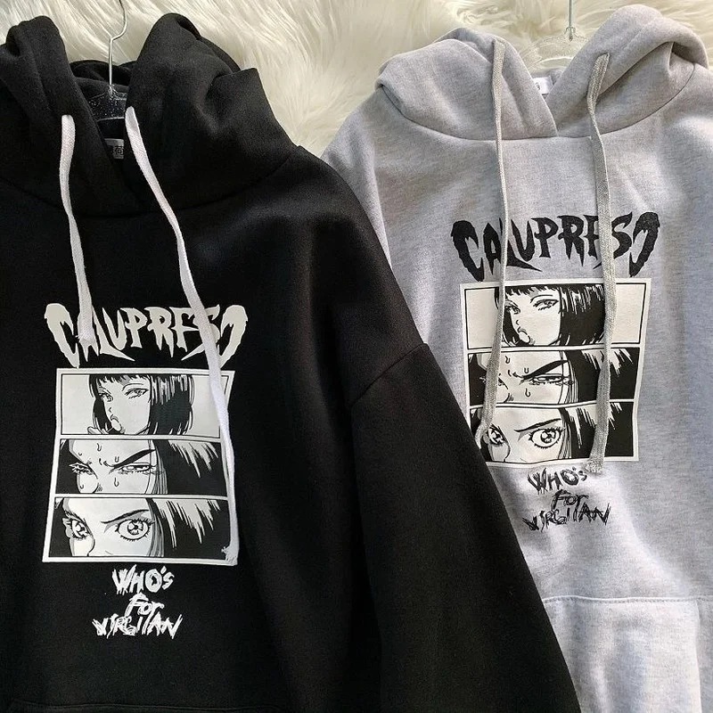 

Women Japanese Harajuku Anime Hoodie Women 2021 Oversized Manga Print Sweatshirt Streetwear Long Sleeve Top Female 2021