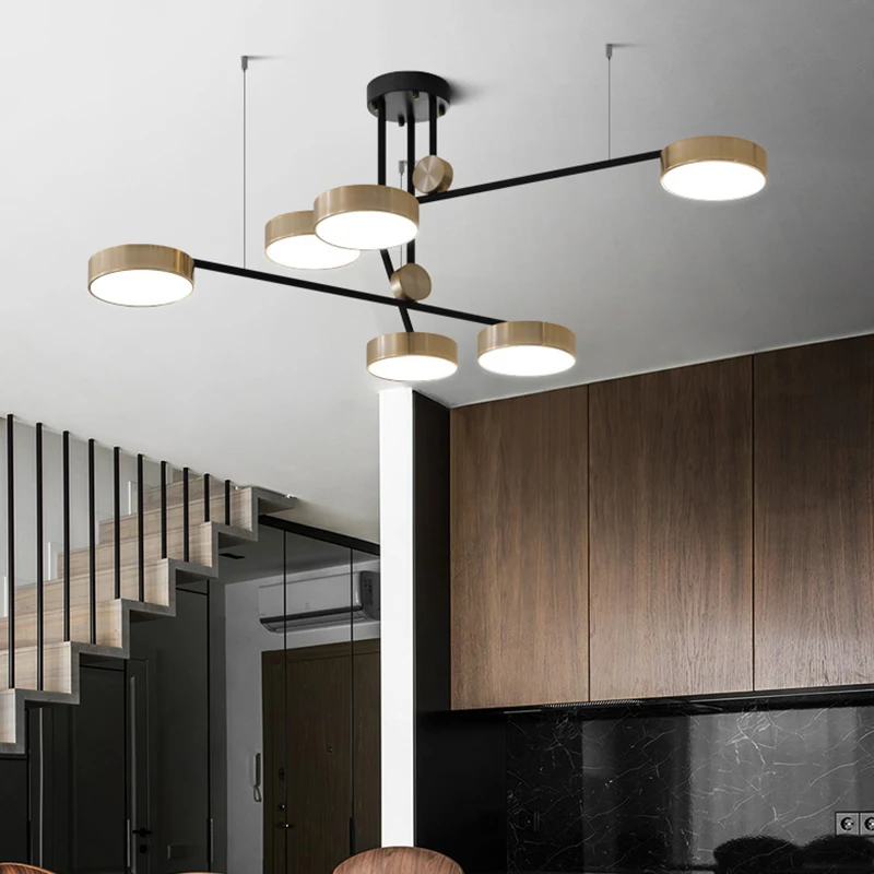 Постсовременный Золотой яркий трехцветный подвесной светильник простая и