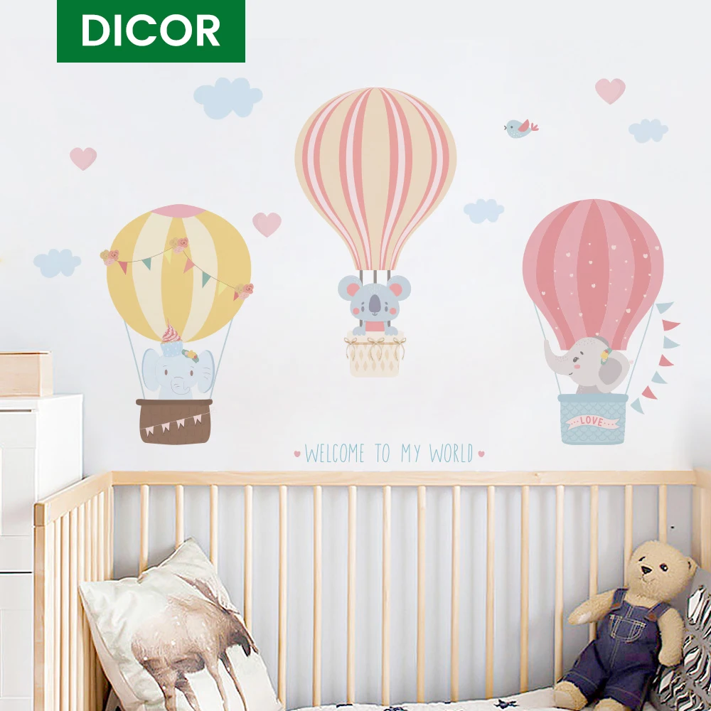 Наклейки на стену Мультяшные воздушные шары милые животные украшение для