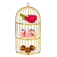 creative birdcage shape dessert display stand ceramic multi layer cupcake tray cake stand topper afternoon tea snack rack