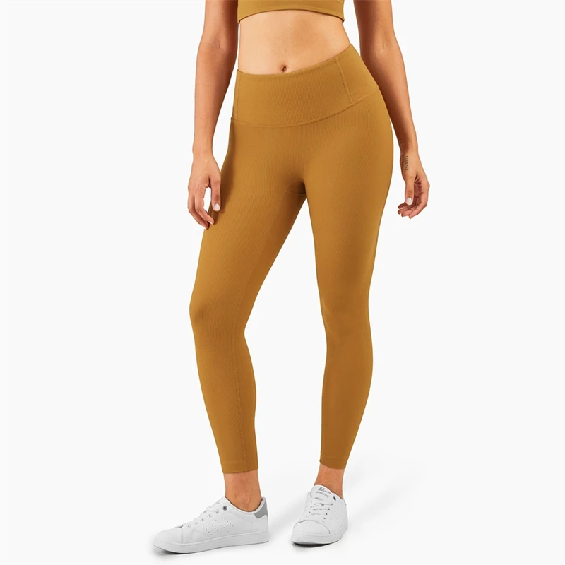 

Hot Sale High Waist Ribbing Fitness Yoga Pants Women Push Up Running Sports Pants Peach Hip Gym Workout Sweatpants Girl Leggings