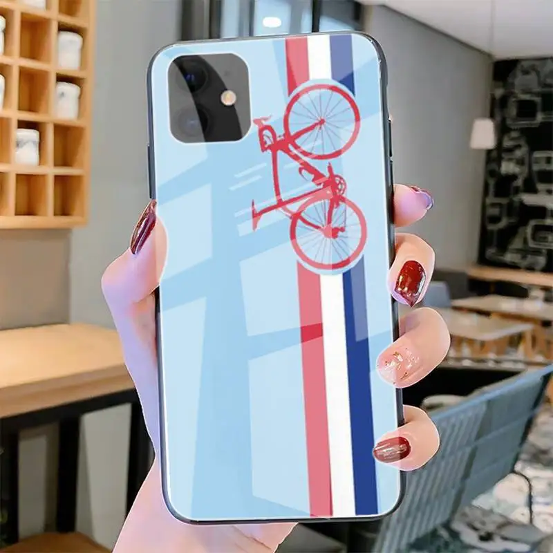 

ZFGHSHYQ BIKE CYCLING Art Phone Case Tempered Glass For Iphone6plus 6S 7 7plus 8 X XS XSmax XR 11 12 Pro Max 12mini